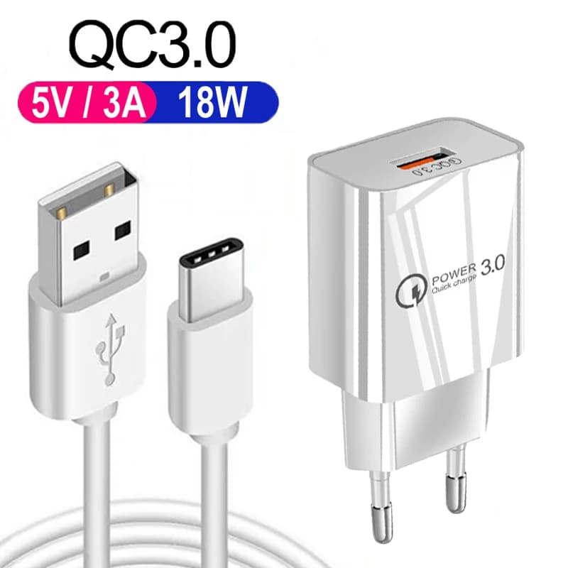 Caricabatterie USB 3.0 Quick Charge caricabatterie per cellulare da viaggio rapido 18W EU per Xiaomi Redmi Note 10 S Pro cavi Samsung Huawei USB C