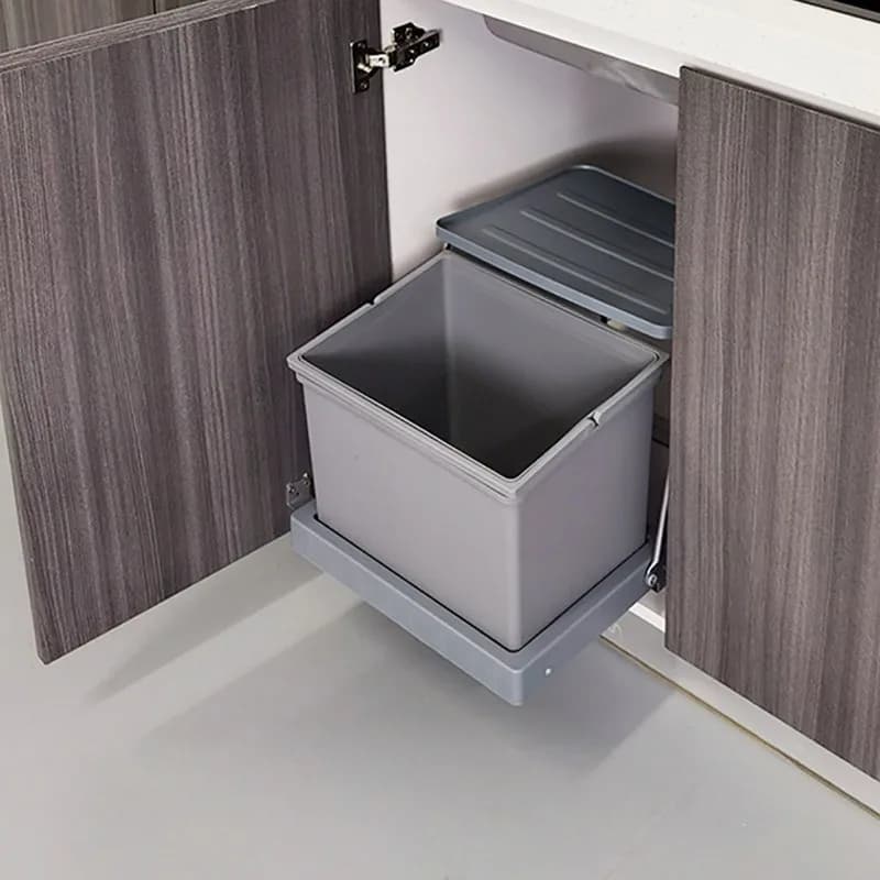 Cabinet Door Link Trash Can, Under Sink Concealed Waste Bin, Kitchen Hidden Garbage Container, Multi Function Receptacle