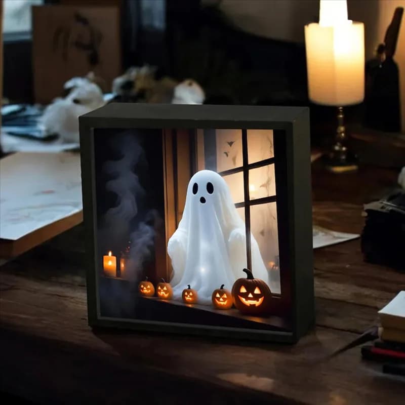 AB41-Ghost Doll Light Ghost che si illumina dalla finestra Lampada da notte per la decorazione domestica di Halloween Morbido Eerie Glow
