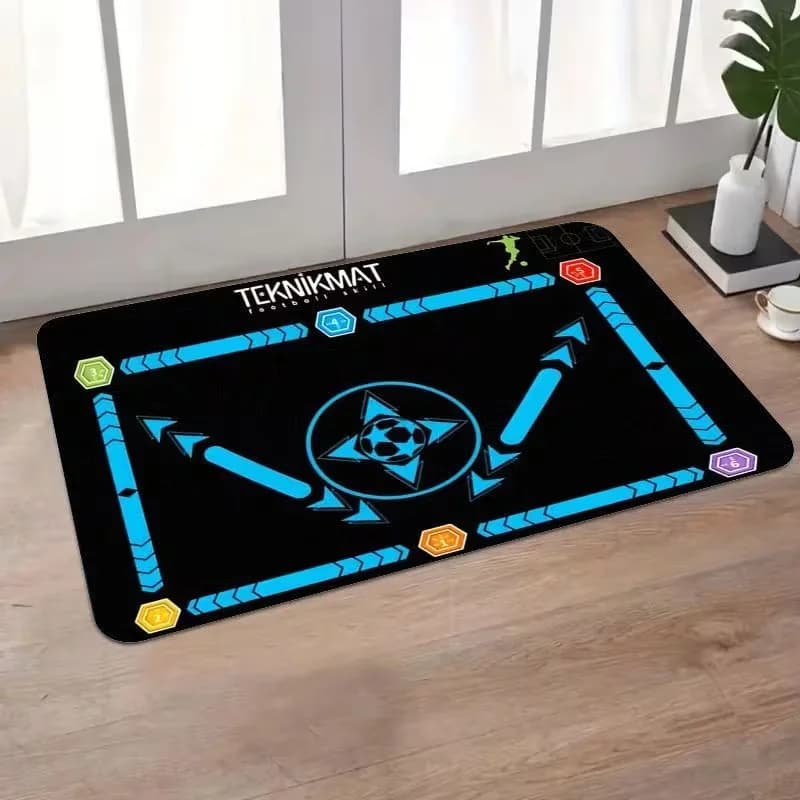 Tappetino da allenamento per calcio con pois e area per calci di punizione, tappeto rettangolare portatile per pratica di calcio all'aperto