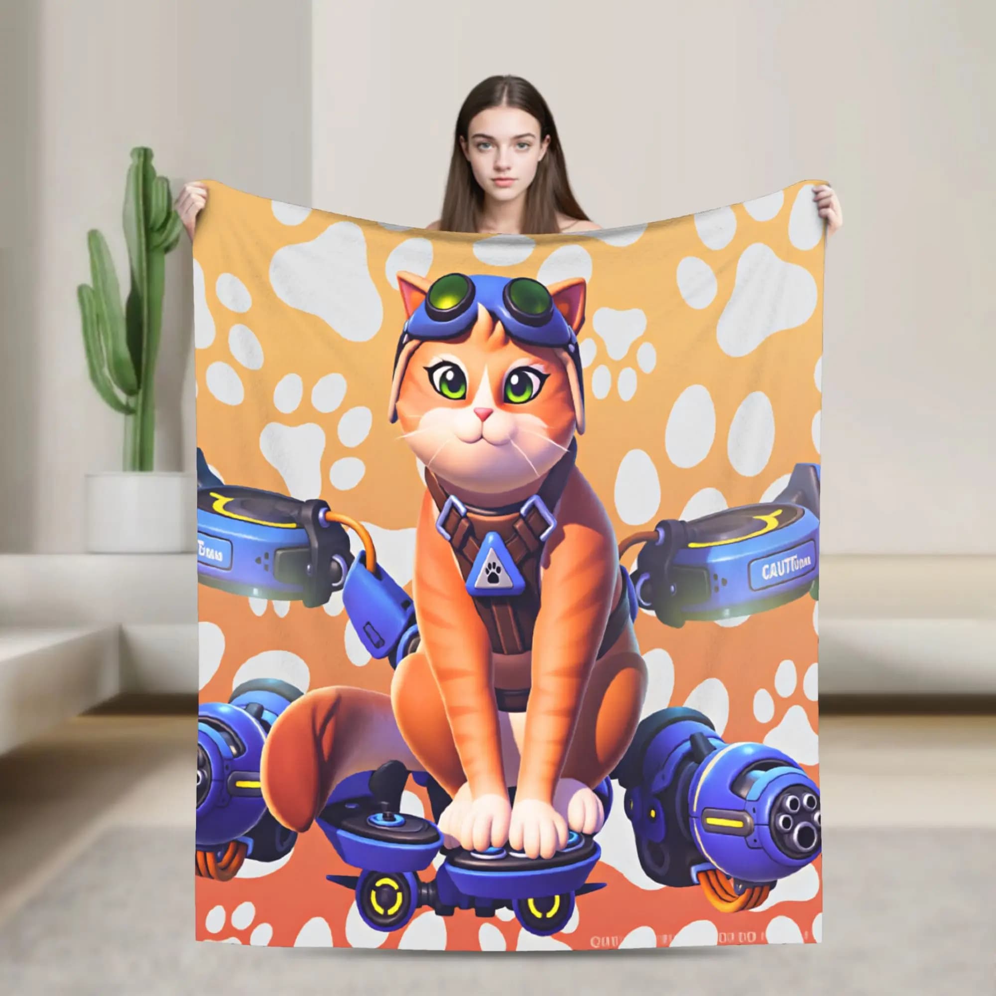 J-Jetpack cat Soft Warm Blanket Travel Office Plush Throw Blanket Pattern Couch Chair Flannel Bedspread Sofa Bed Cover