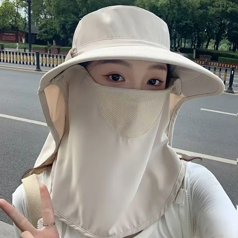 Extended licenses Designers also selected these stock photos Stand for Face with Full Solar Protection, Breathable, Integrated Neck Protection, Sun Hat, UV Protection, External Mask