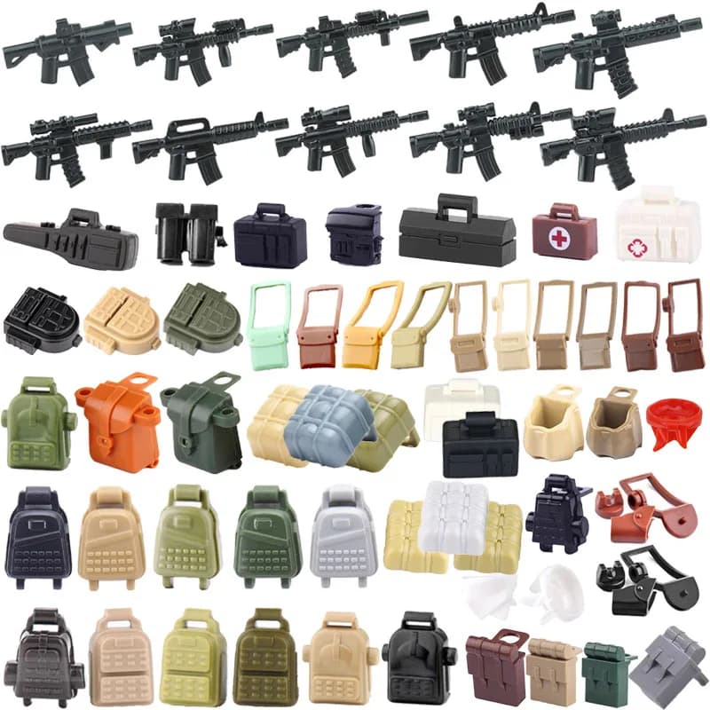 Figura militare Armi Accessori Building Block Soldato Pistole d'assalto laser Zaino Kit medico Scatola per fucile tattico Giocattoli in mattoni