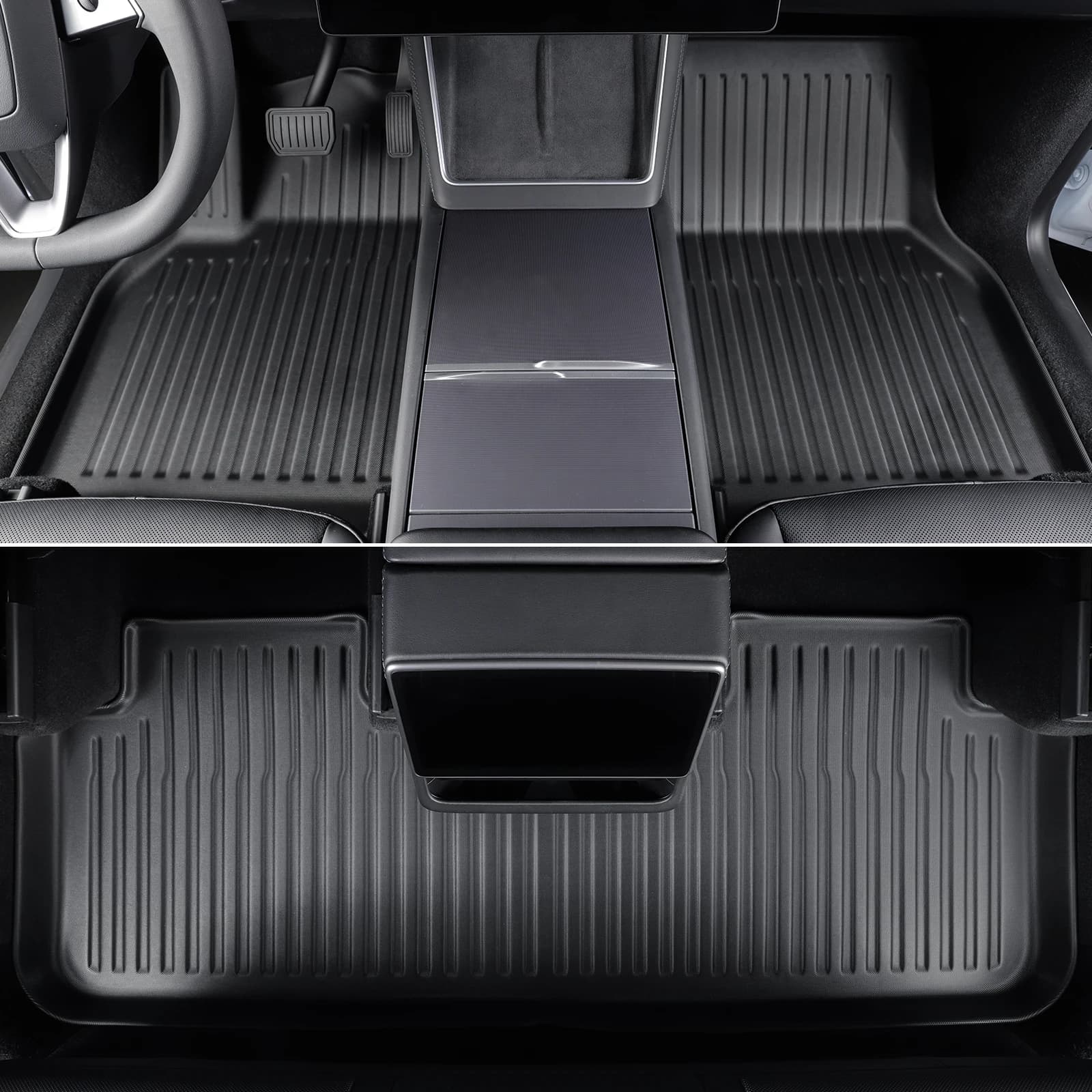 LUCKEASY for Tesla Model Y Launch 2025 Juniper 5seats Car Floor Mats TPE Foot Mat With Door Sill Protective Cover Black