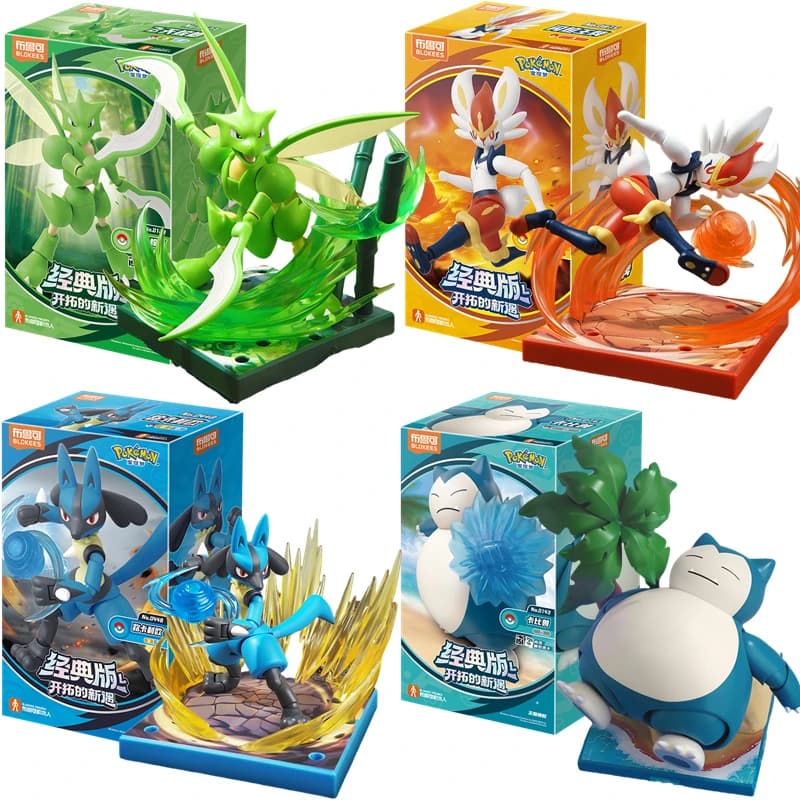 BLOKEES Originale POKEMON Snorlax Lucario Scyther Cenerace Charizard Classico Effetti Speciali Accessori Action Figure Giocattolo Regalo
