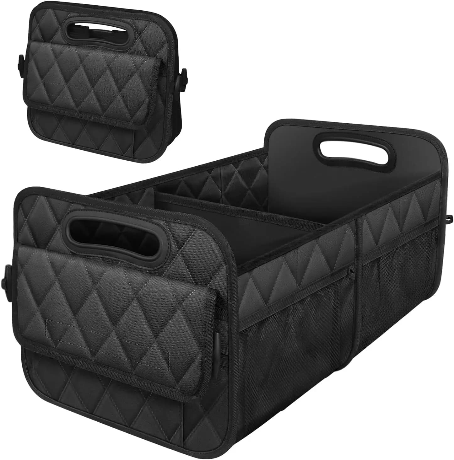 SUV Trunk Organizer with 6 Pockets, Waterproof Polyester Storage for Car Accessories, Black