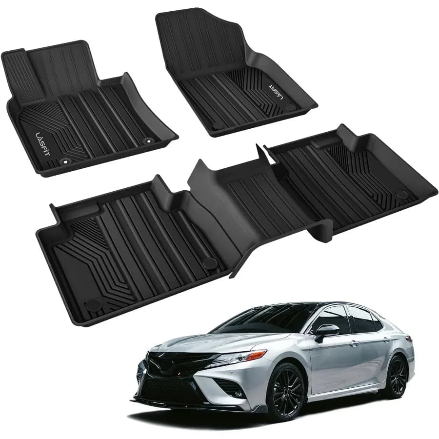 AllWeather Fodere per pavimenti su misura per modelli Camry 20182024 FWD Solo esclude tappetini per auto ibridi e AWD Premium neri per L LE