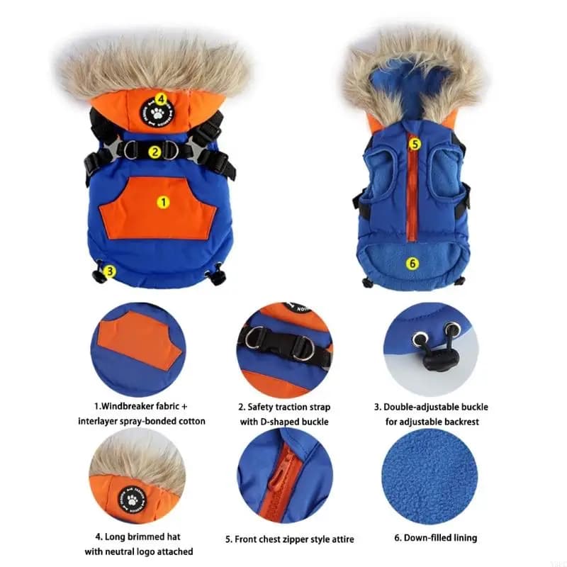 Gilet invernale per cani resistente all'acqua con giacche riflettenti interne isolate X3UC