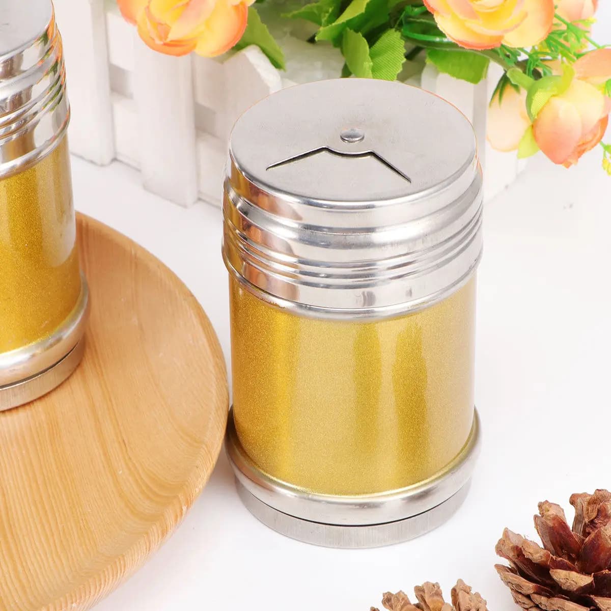 Set di 3 Contenitori per Spezie in Acciaio Inox, Bottiglie Impermeabili per Polveri da Cucina, BBQ, Zucchero, Sale, Pepe e Spezie