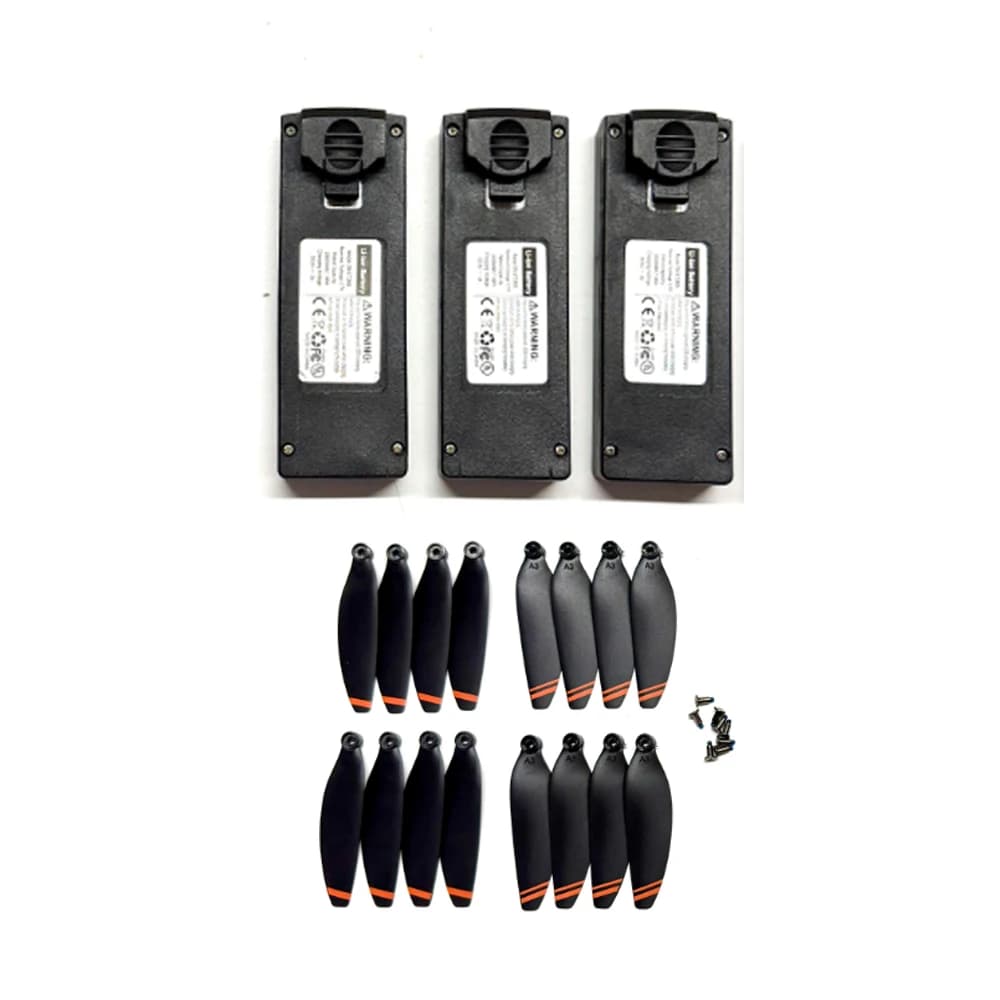 3PCS L106-1 Battery 3.7V 2000mAh with 16PCS Propeller Blade for LYZRC Brushless Drone L106-1 RC Quadcopter Accessory
