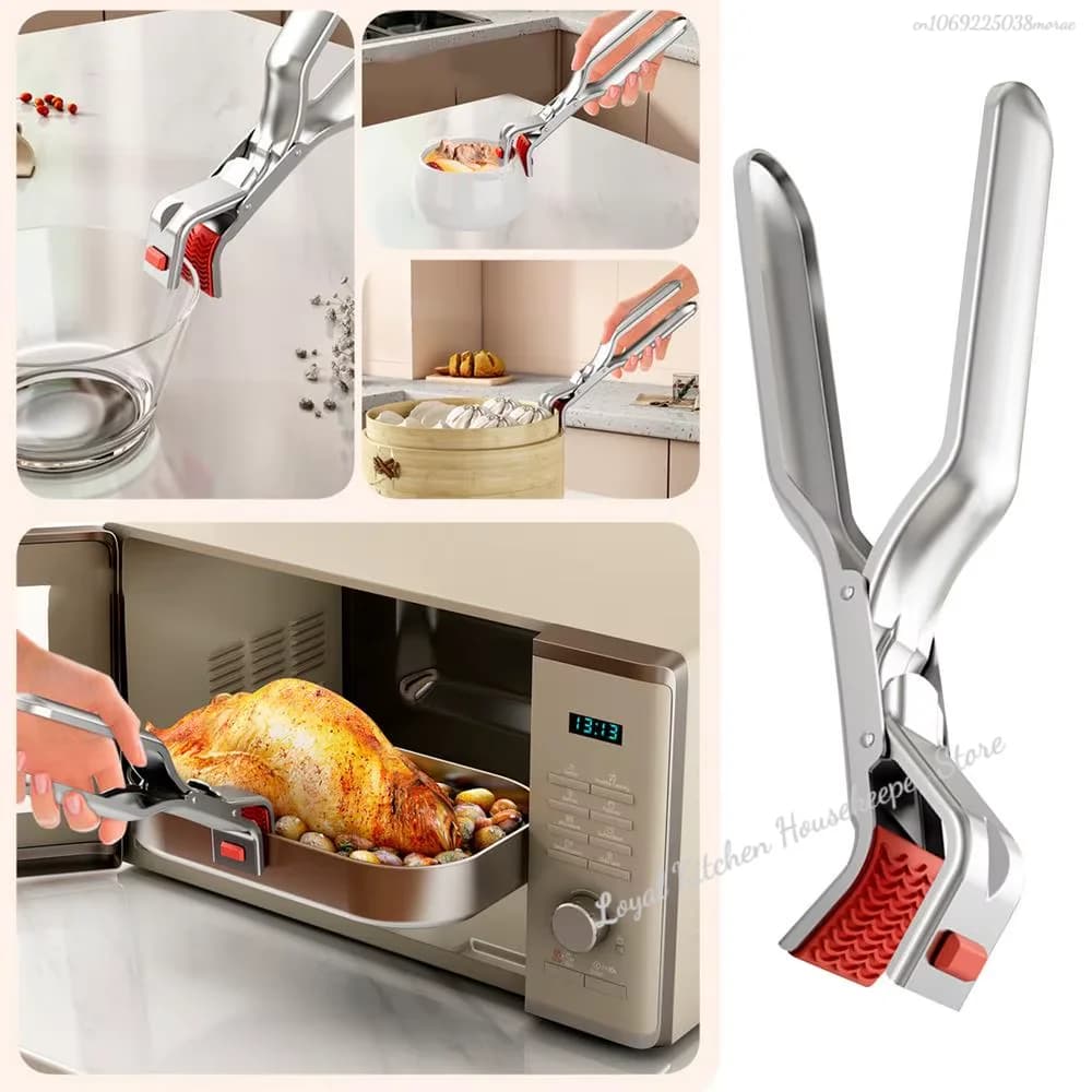 Hot Dish Plate Clip Anti-Scald Bowl Clip Gripper Ergonomic Handle Bowls Clamp Holder for Frying Pans Air Fryers Steamers Ovens