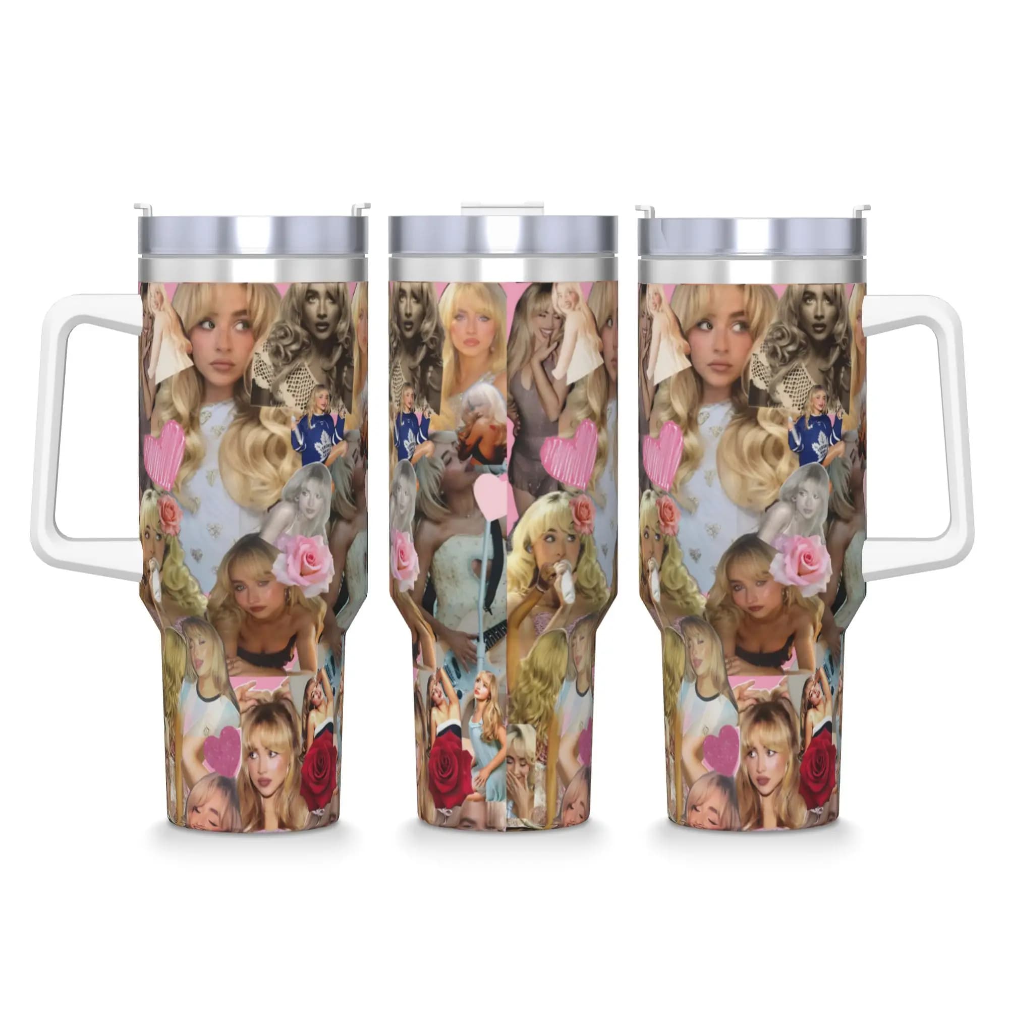 Bicchiere in acciaio inossidabile Sabrina Carpenter American Singer Tazze per auto con cannucce Bevande calde Bottiglia d'acqua Grandi tazze termiche