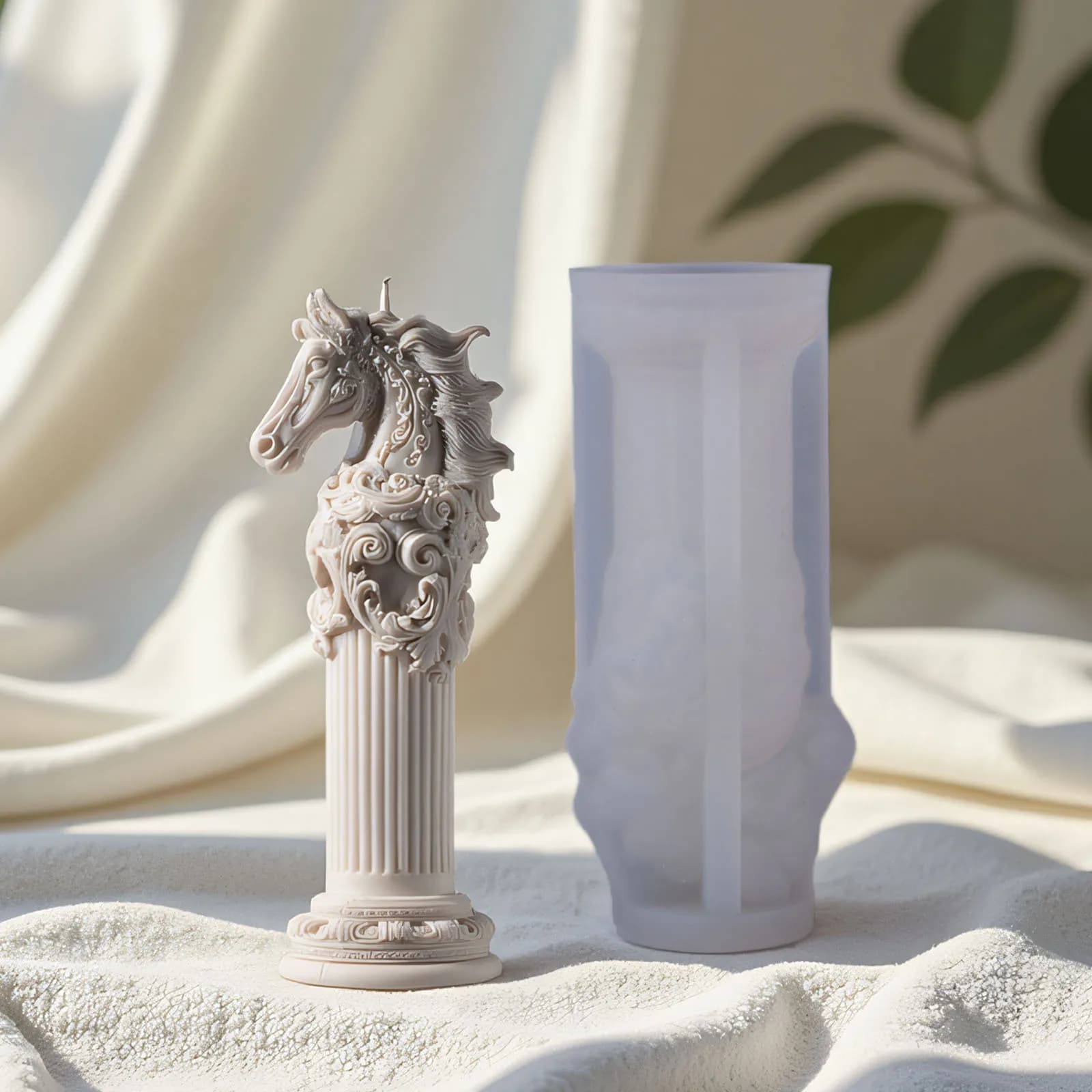 Stampi in silicone totem di steed 3d fai da te classico testa di cavallo candela stampo in rilievo colonna romana decorazione in gesso kit per realizzare candele