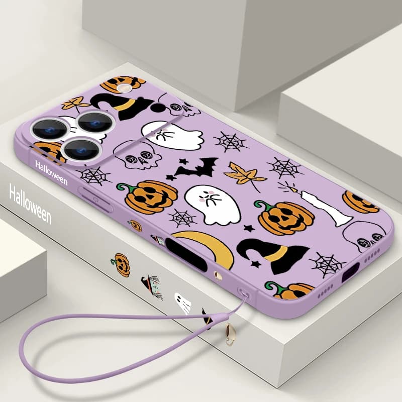 Custodia per telefono modello zucca fantasma per iPhone 17 Pro Max Funda iPhone 16 Pro Max 15 14 13 12 11 16e Air Soft TPU Cordino Cover