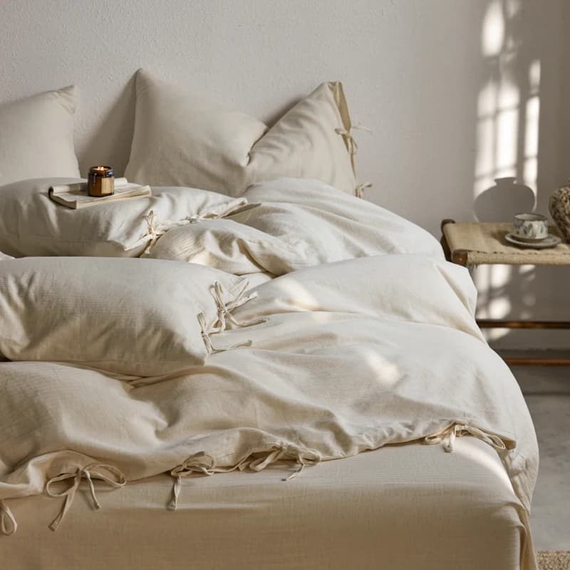 Set of original bed linen with laces in cotton and linen Single Queen King Size Bed linen True flat/with corners 3/4 pieces