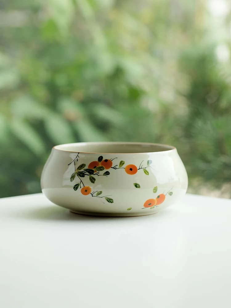 Hand-Painted Large Size Ceramic Tea Set Calligraphy Brush Washing Bowl Chinese Style Home Use Tea Dregs Basin Zen Tea Tools