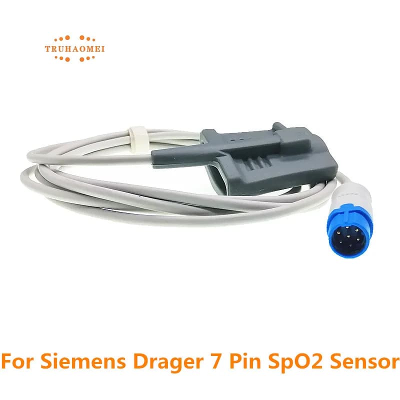 Reusable probe for SPO2 7 pin pulse oximeter compatible with Siemens Drager SC7000 SC8000 SC9000XL for infants, children, adults and veterinary