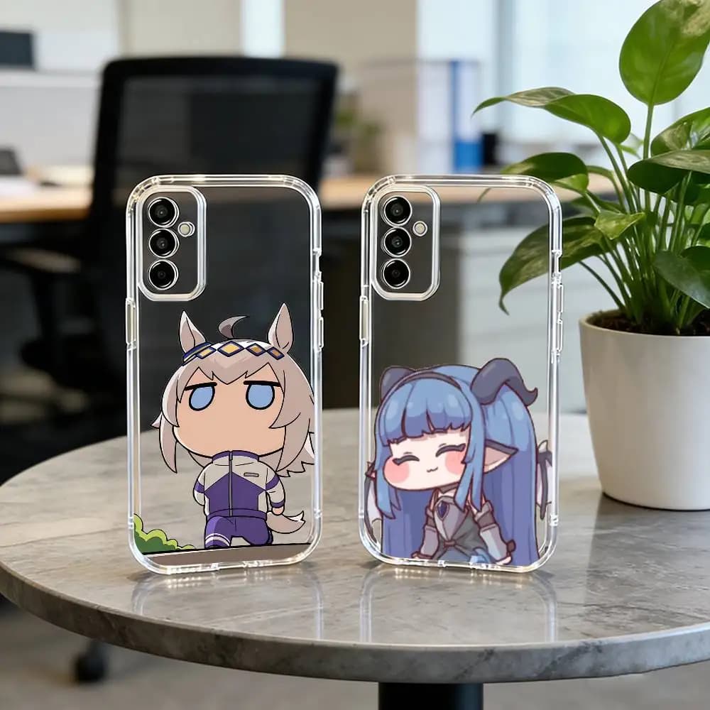 Custodia per telefono Game T-Trickcal Chibi Go per Samsung A10,12,20,21S,30,31,40,50,51,52,70,71 Cover trasparente