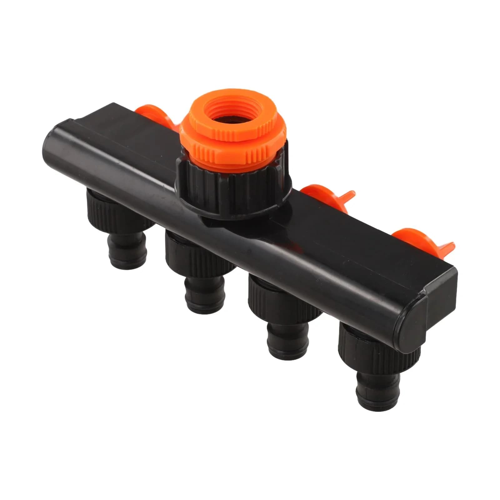 Adapter for water flow, 4-way splitter for garden pipe, individual flow control, high flow output
