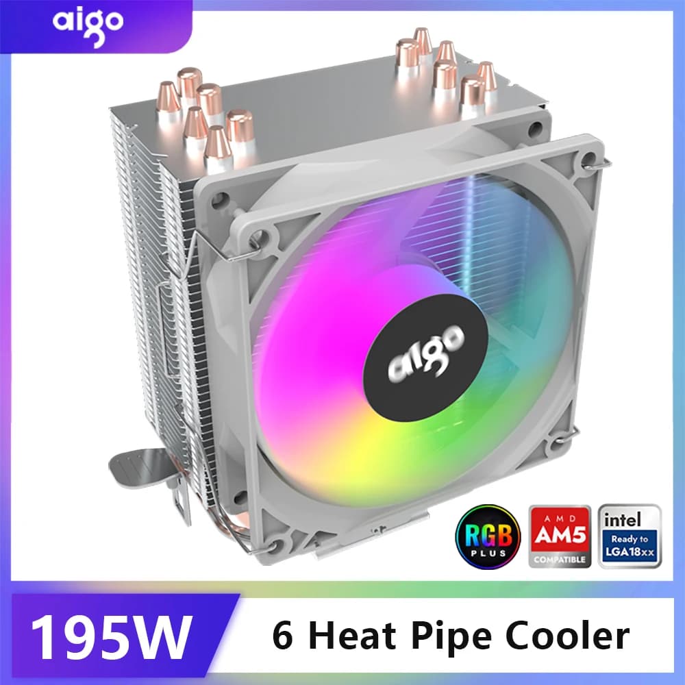 Aigo ICE CPU Cooler 2 4 6 Tubi di Calore PC Radiatore PWM 3PIN 90mm CPU Raffreddamento Ventola Rgb Silenzioso Per Intel 1700 1150 1156 1366 1155 AMD