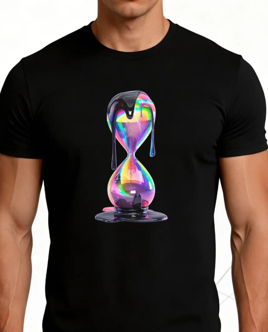T-shirt da uomo con arte astratta, design colorato a forma di clessidra, abbigliamento casual estivo, regalo per lui
