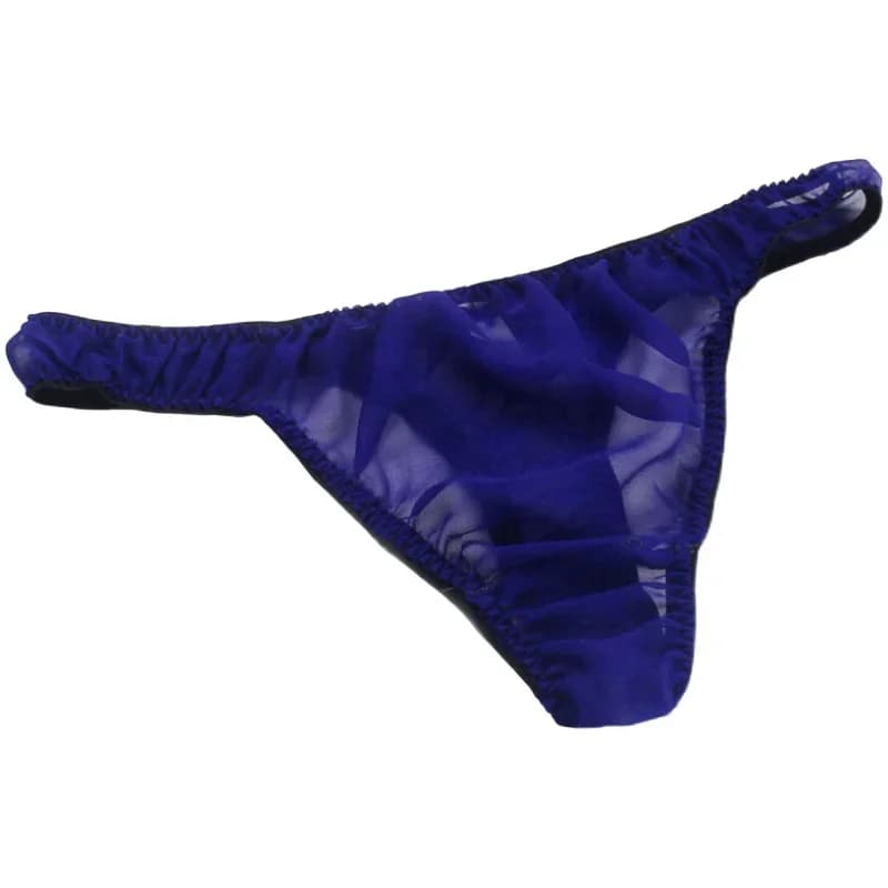 Sexy traspirante Georgette di seta pura degli uomini a vita bassa biancheria intima si respira baco da seta di seta garza Perizoma trasparente