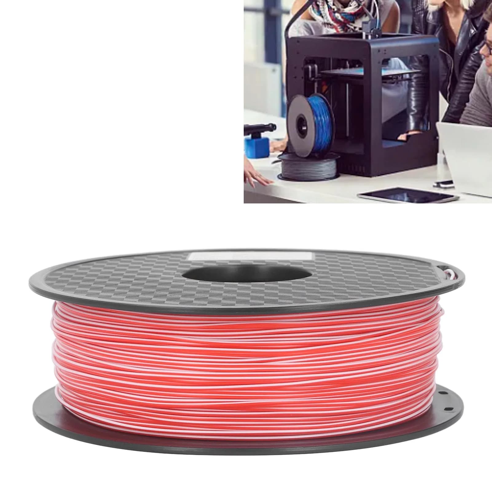 Filamento per Stampante 3D 1.75mm, Filamento Bicolore Rosso e Bianco 1.75mm, Materiale di Stampa PLA per Modellismo Fai-da-Te