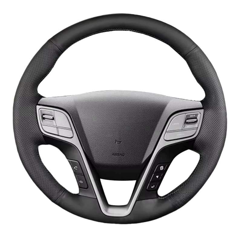 Per Hyundai Santa Fe 2013-2018 Grand ix45 2013-2016 Treccia a mano Coprivolante per auto Protezione Rivestimento in pelle traforata Nero