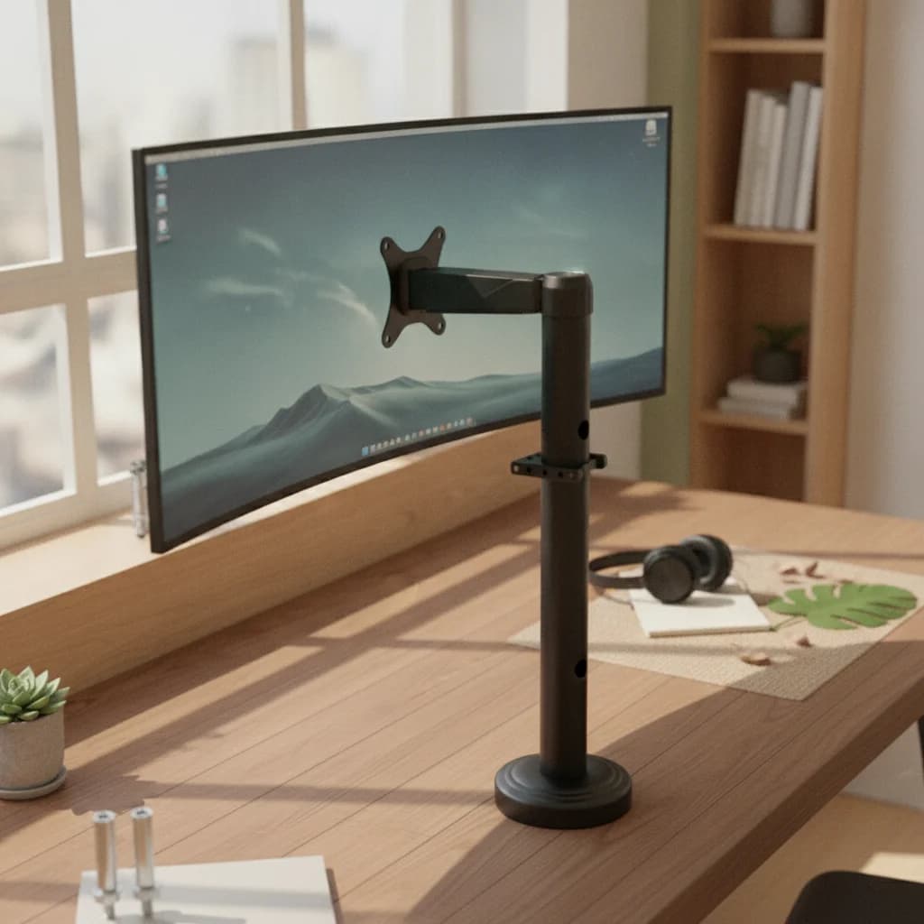 Telescopic Camera Pole Weatherproof Camera Support with Weighted Base Mounting Pole with Bracket Universal Floor Stand