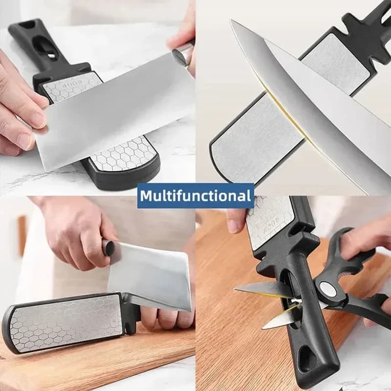 Affilacoltelli smeriglio 5 in 1 400/1000 Coltello da cucina Affilacoltelli multifunzionale a doppia faccia