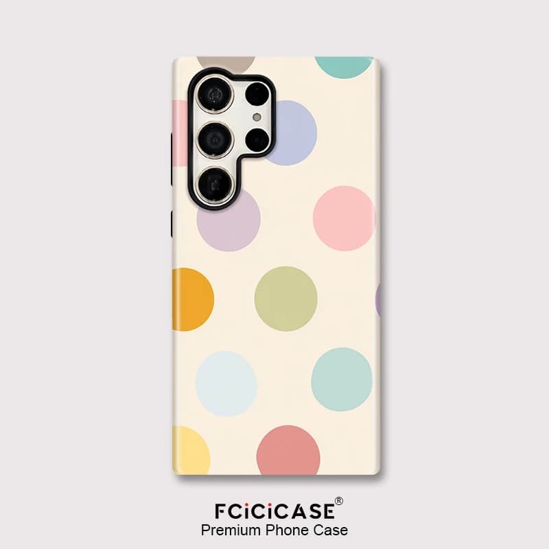 Fcicicase Custodia per telefono opaca per Samsung Galaxy A16 S24 S25 Plus S20 FE A36 A26 S23 Ultra A56 5G Punti circolari colorati Stampa Capa
