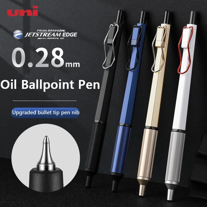 UNI Mitsubishi Jetstream SXN-1003 Penna a sfera in metallo, 0,28/0,38 mm Punta fine Scrittura Penna a olio nera di fascia alta papeleria estetica