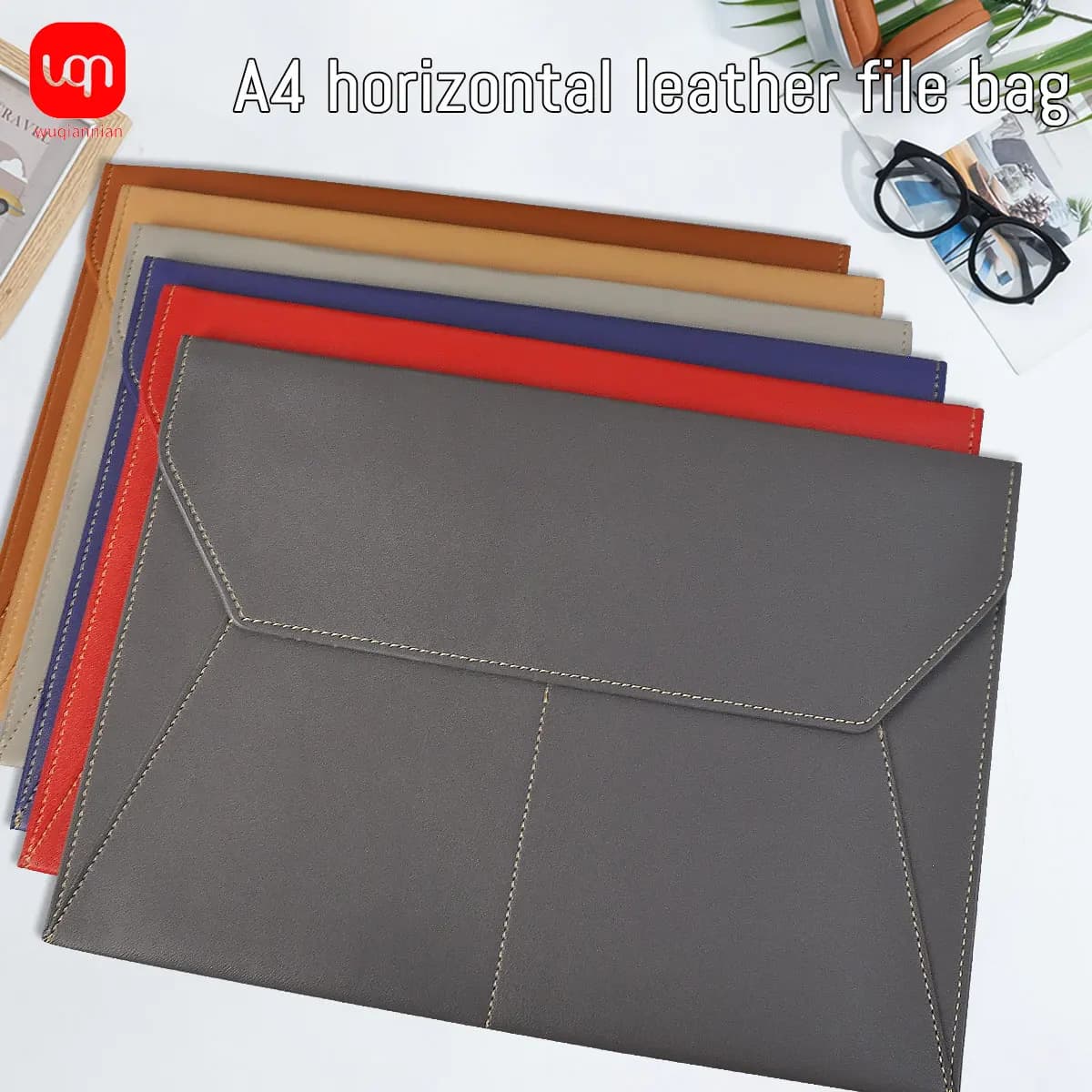 PU Leather Envelope Folder A4-06, Multi-color Waterproof Business Document Bag, Office Meeting File Organizer