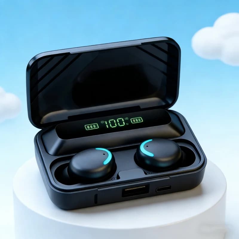 New Bluetooth F9 Headphones, Stereo 9D Sports Headphones with Low Power, Touch Control, Wireless TWS Headphones
