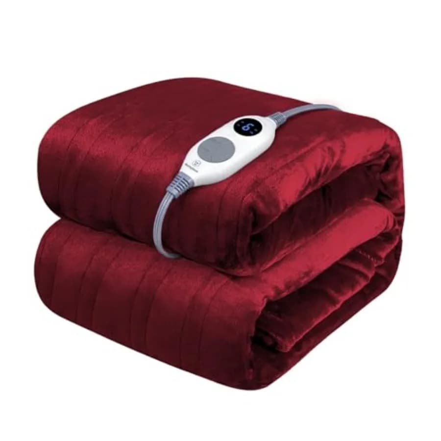 Coperta elettrica riscaldante, super morbida e accogliente in flanella, 50'' x 60'', con 6 livelli di riscaldamento rapido e spegnimento automatico da 2 a 10 ore, M