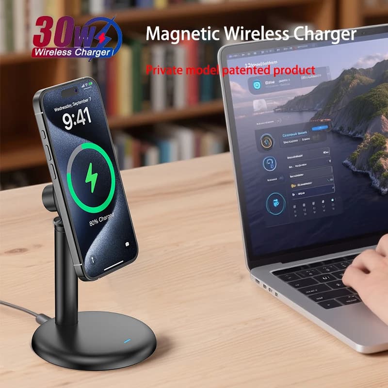 Caricatore Wireless 15W per iPhone 16 15 14 13 12, Stazione di Ricarica Magnetica Rapida per iPhone Samsung Xiaomi Huawei