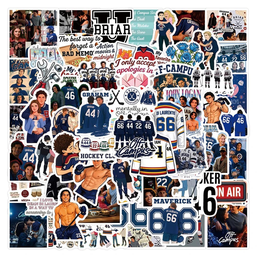 10/30/50/110pcs Hot American TV Series Off Campus Cartoon Stickers DIY Motorcycle Luggage Helmet Bike Cool Graffiti Sticker Pack
