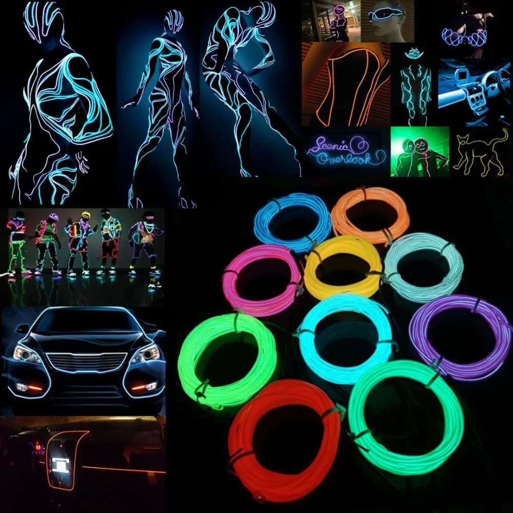 Glow EL Wire Cable LED Neon Christmas Dance Party costumi fai da te abbigliamento luminoso Car Light Decoration Clothes Ball Rave 1m/3m/5m