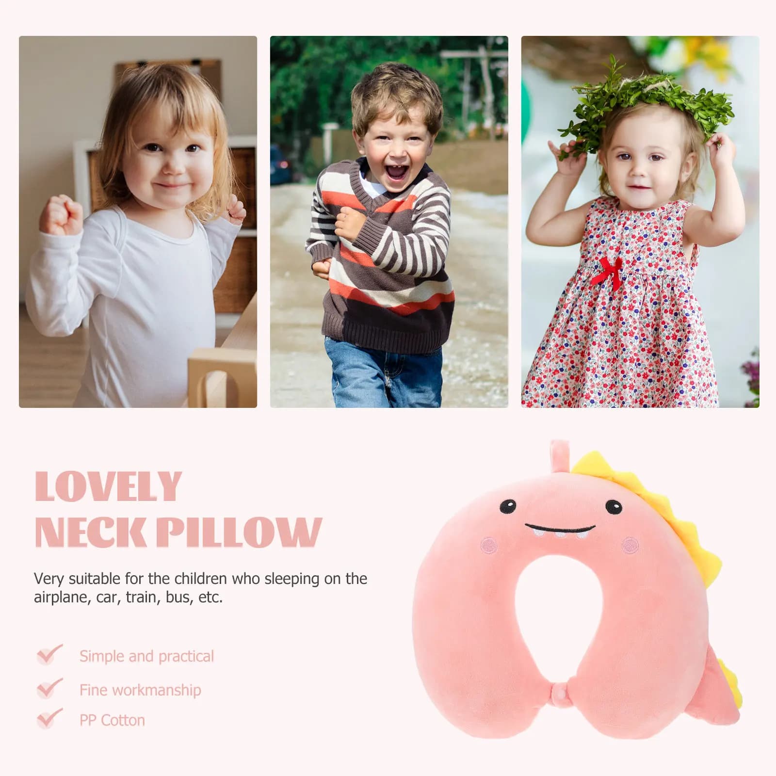Cuscino da viaggio a forma di U per bambini e adulti, con rivestimento rimovibile, morbido supporto cervicale, portatile, ideale per riposini.