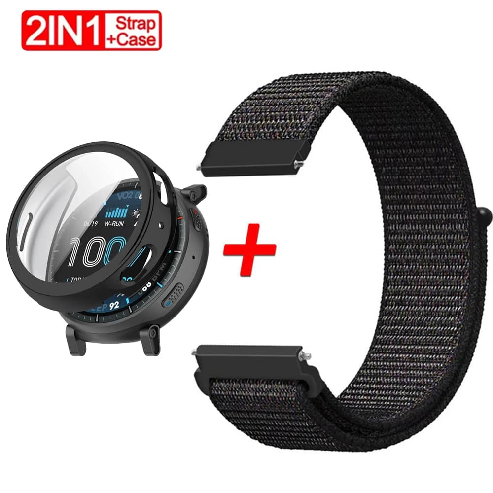 Cinturino + custodia protettiva per schermo per Amazfit Active Max Smart Watch, cinturino sportivo in nylon intrecciato per braccialetto Amazfit Active Max
