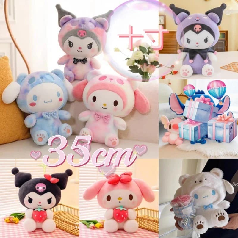 Peluche Sanrio da 35 cm, Simpatici Giocattoli Kuromi, Hello Kitty, My Melody, Cuscini Decorativi, Morbidi Animali di Peluche, Regali di Compleanno