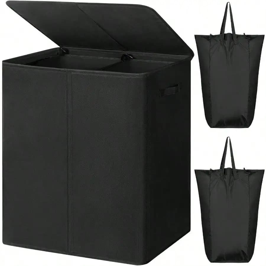 Double Laundry Hamper With Lid And Re Laundry Bags Large Dirty Clothes Hamper 2 Secn Collapsible Laundry Basket Dorm R
