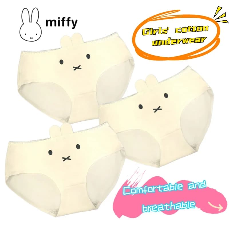Miffy Rabbit High Beauty Value Sweet Simple Middle Waist Cotton Underwear Cartoon Super Cute Girl Comfortable Breathable Briefs