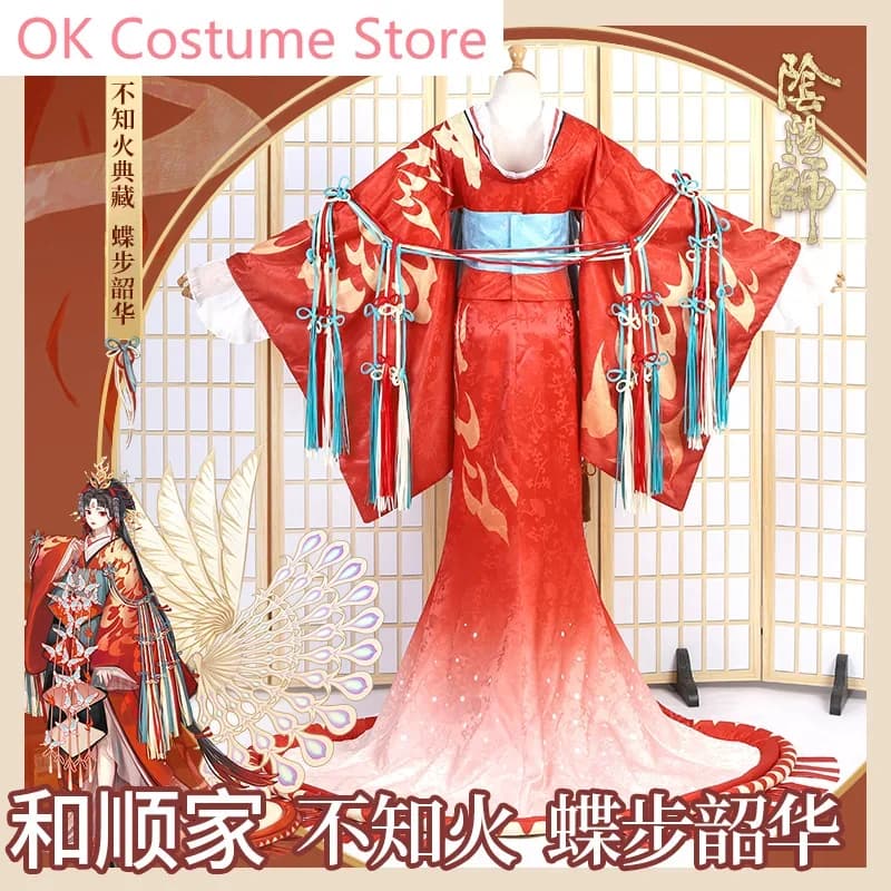 Costume Cosplay 2026 per Halloween, NUOVO Anime! Onmyoji SSR Shiranui DieBuShaoHua DianCang Kimono da Sposa con Fiori, Uniforme per Cerimonia Nuziale
