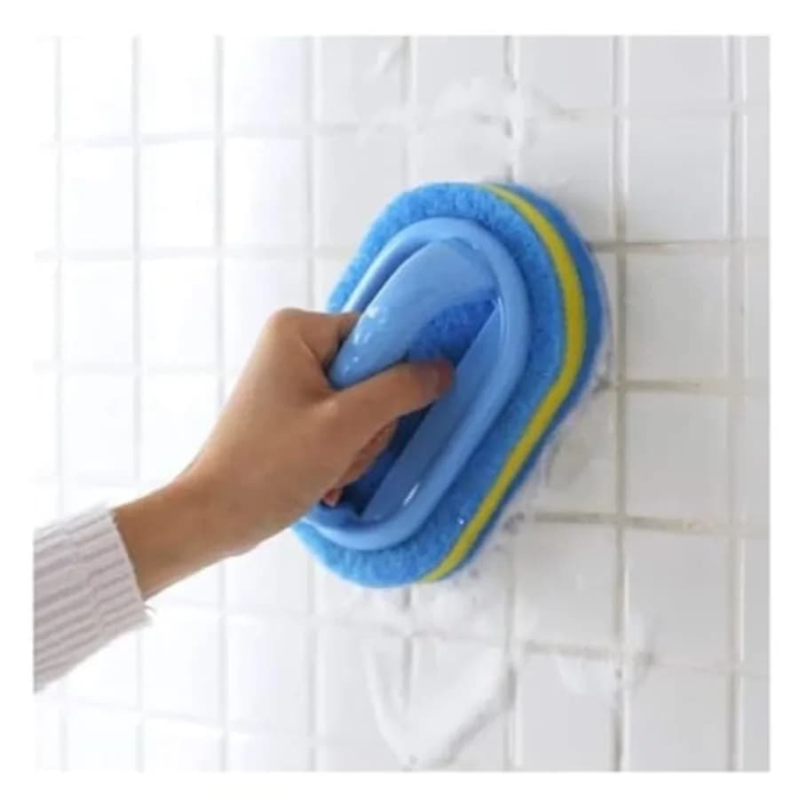 Spazzola per Pulizia Bagno e Cucina, Spugna Multiuso per Doccia e Vasca, Spazzola per Pulizia WC con Manico Ergonomico