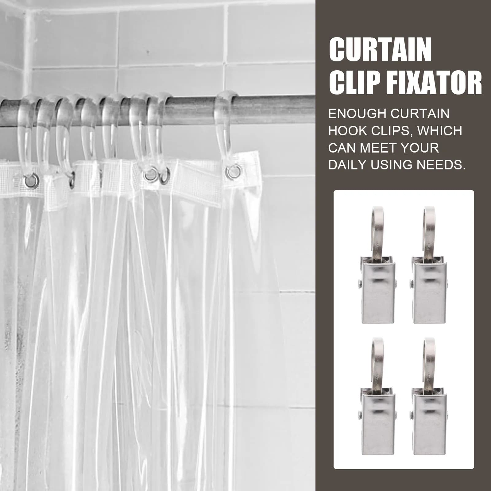 50 Pcs Hooks Hanging Clip Curtain Clips Heavy Duty Clamp Hangers Fixator with Clamps Metal