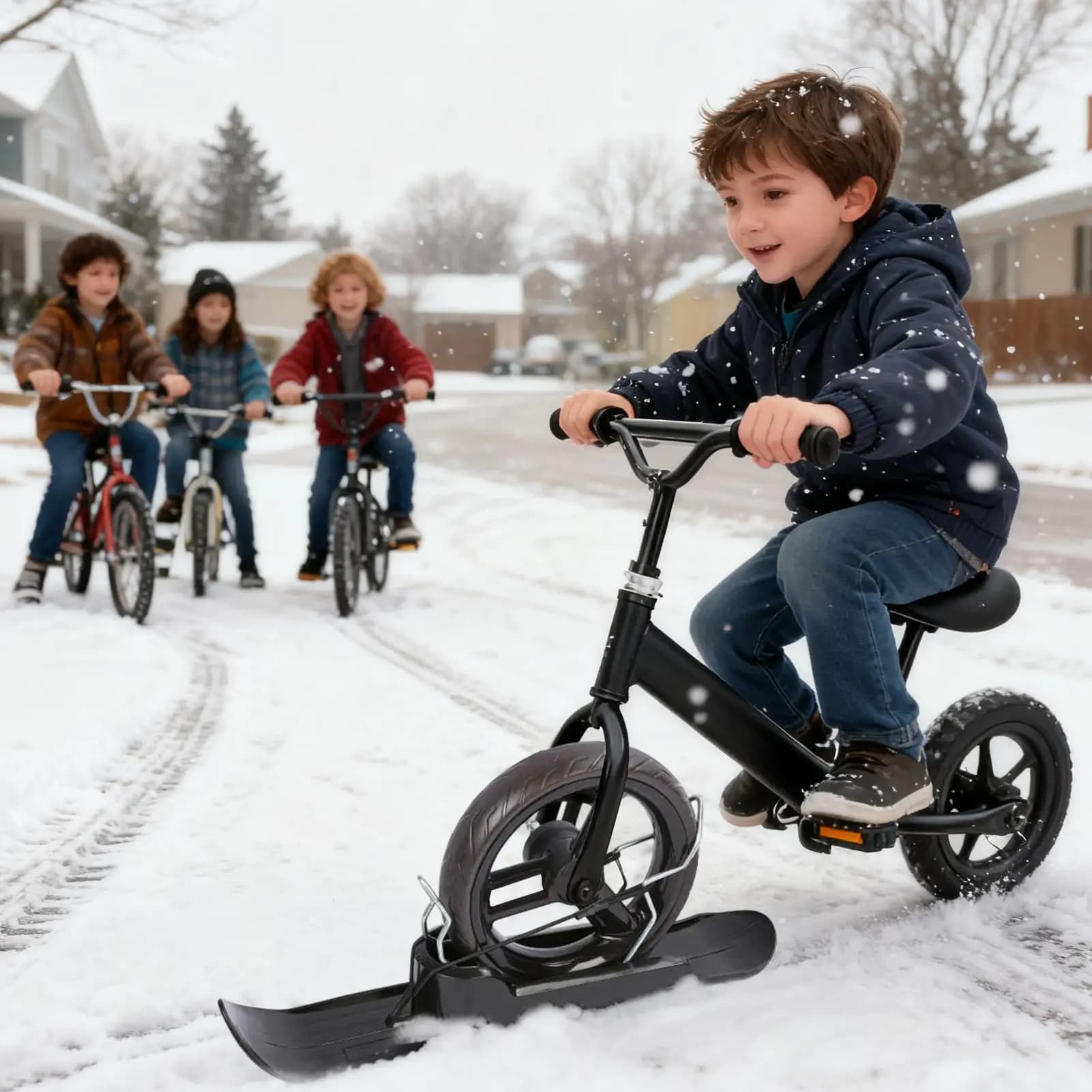 Scooter Ski Sledge 2 in 1 Winter Attachment Snow Scooter Strollers for Outdoor Sports Cycling Balance Bike Golf Carts Paths