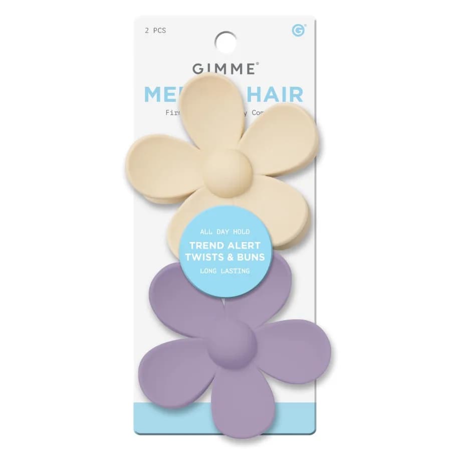 Beauty Daisy Flower Claw Clip for Medium Hair Purple Cream 2 Count