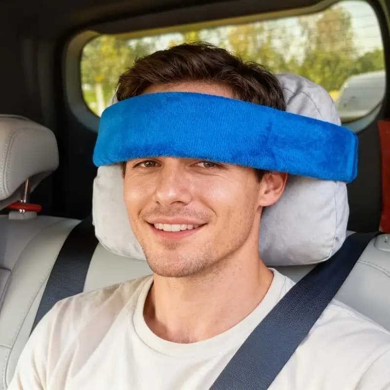 Cinghia di Supporto per la Testa Regolabile, Cuscino da Viaggio per Aerei, Fascia di Supporto per il Collo, Cinghia Portatile per Sedile Auto, Ausilio per il Sonno, Fissaggio della Testa