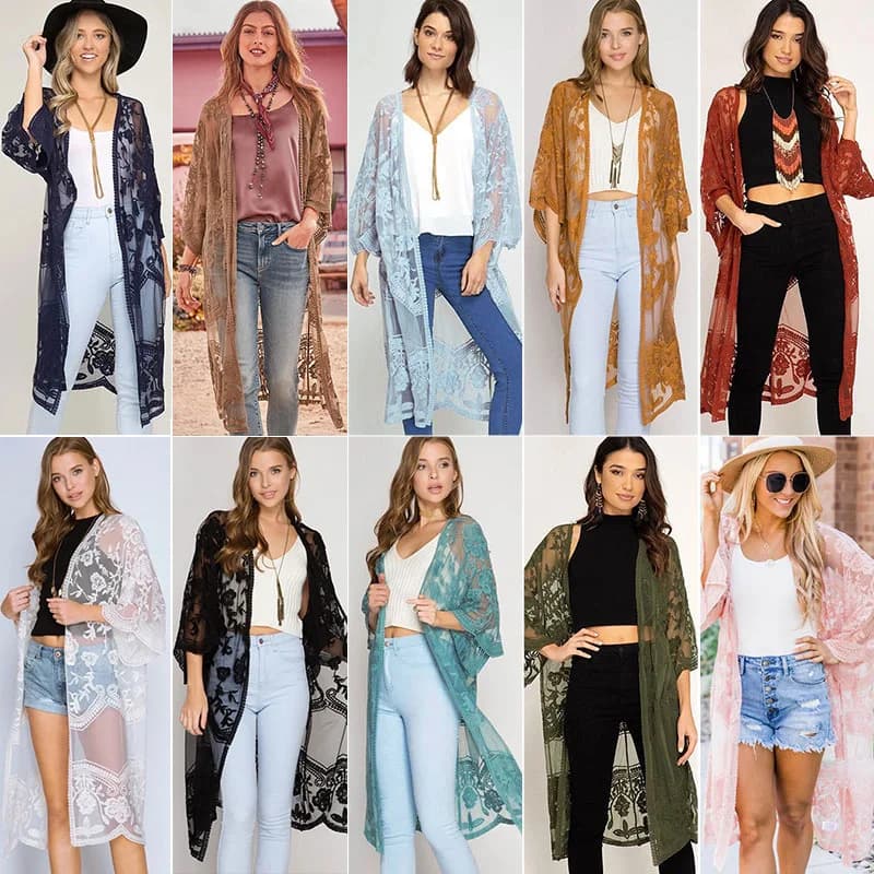 Cardigan Aperto in Pizzo Ricamato con Protezione Solare, Copricostume da Spiaggia per Bikini, Abbigliamento Esterno Foderato in Cotone, Moda Femminile